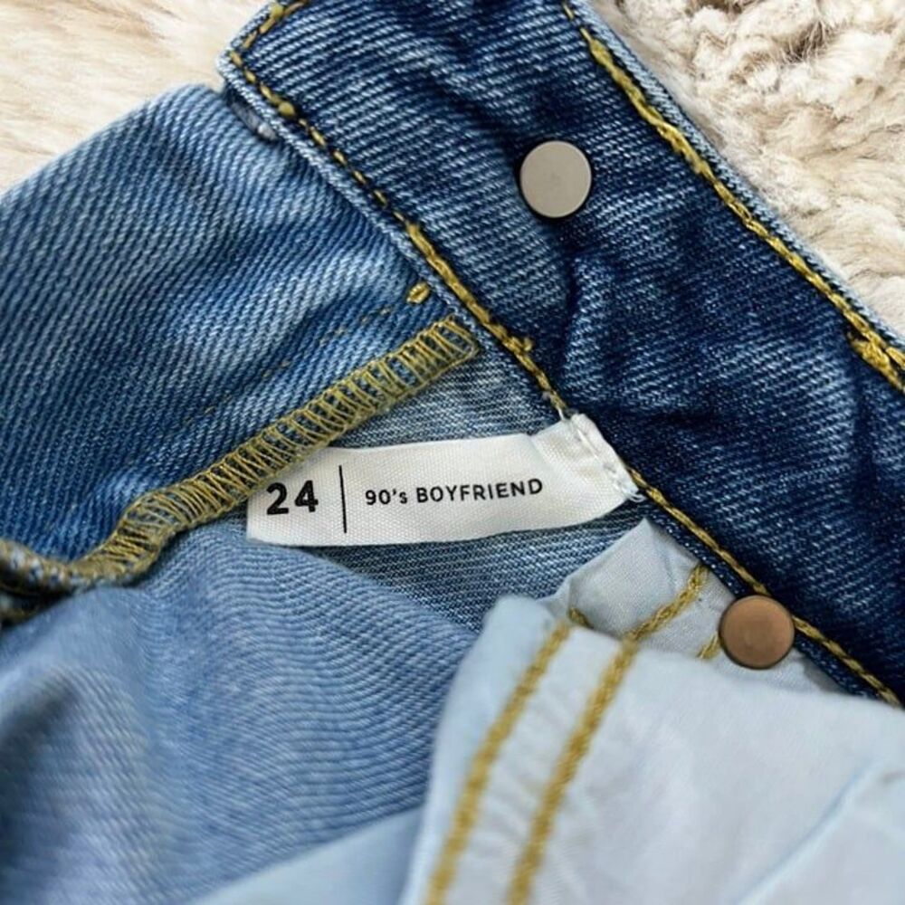 PacSun 90s Eco Two-Tone High Rise Colorblock Patch Boyfriend Jeans Women's 24 - Picture 11 of 15